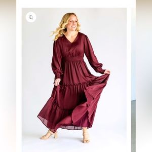 Inherit co long sleeve satin maxi dress